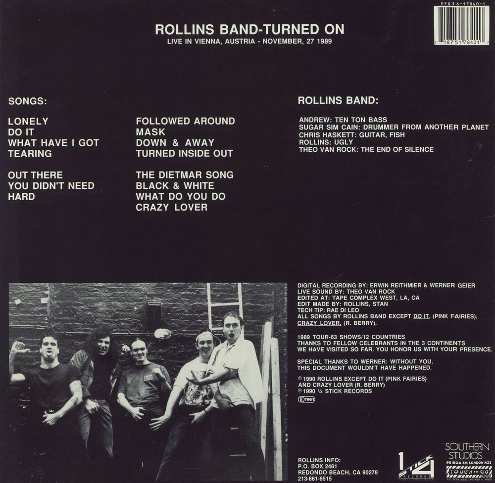 Rollins Band Turned On German 2-LP vinyl record set (Double LP Album)