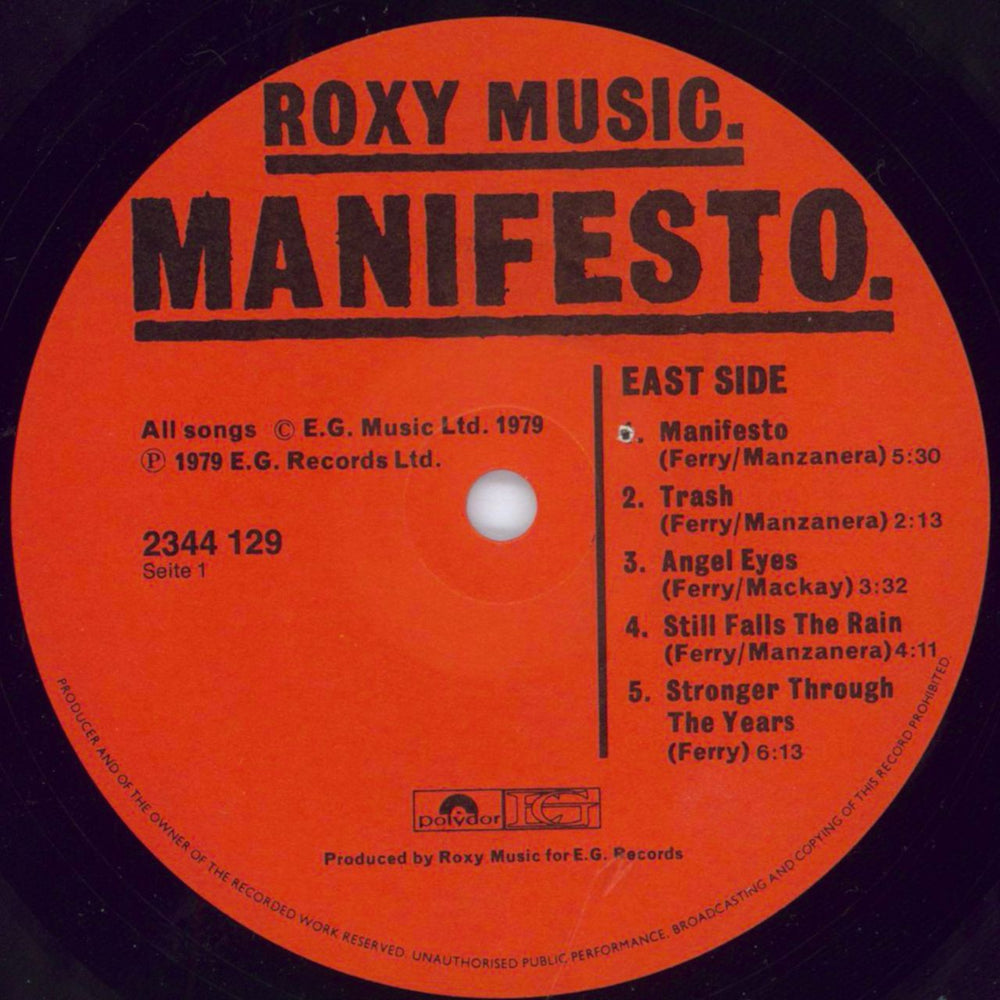 Roxy Music Manifesto German vinyl LP album (LP record) RXYLPMA599999