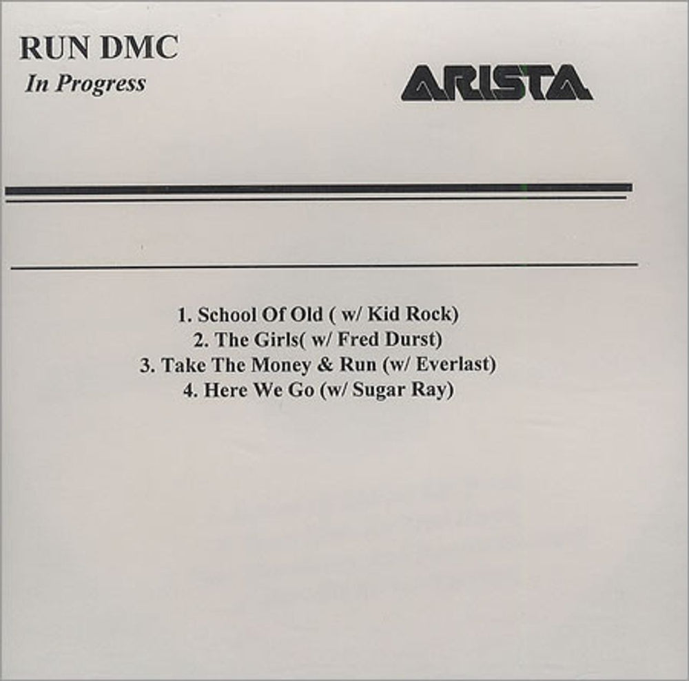 Run DMC In Progress US Promo CD-R acetate CDR ACETATE