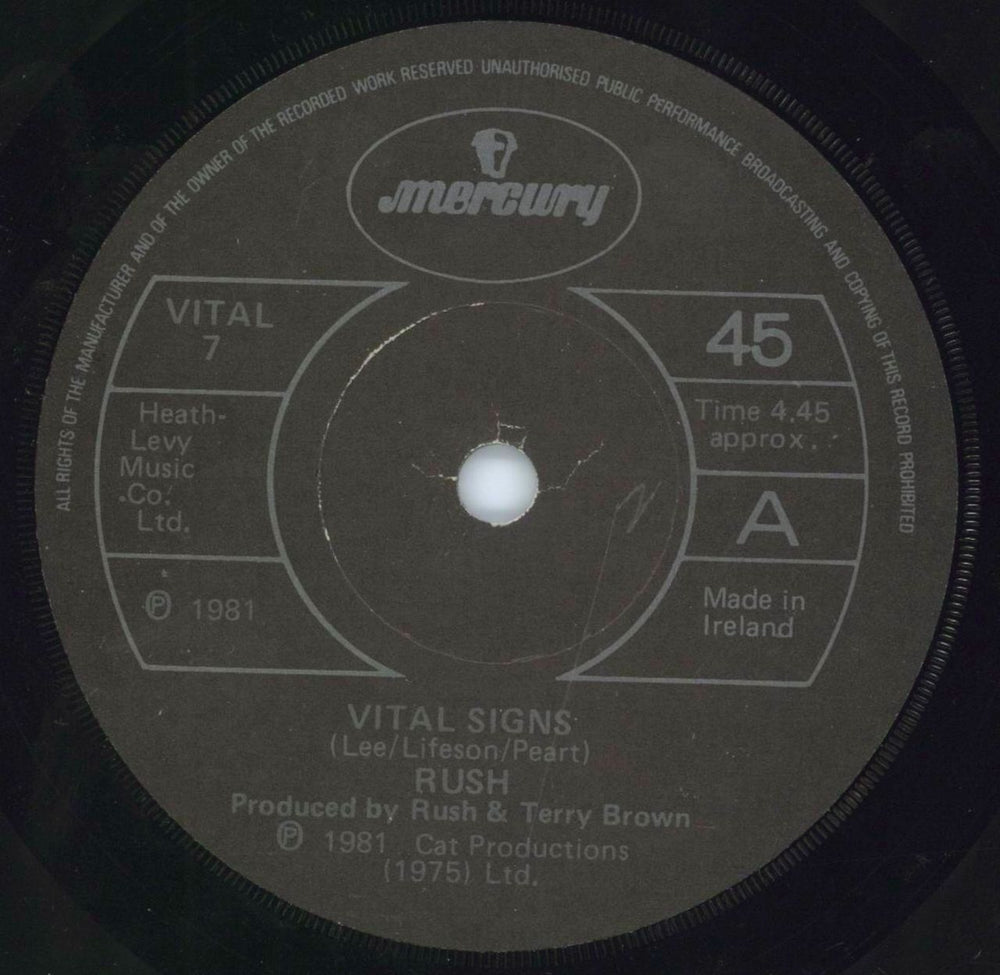 Rush Vital Signs Irish 7" vinyl single (7 inch record / 45) VITAL7