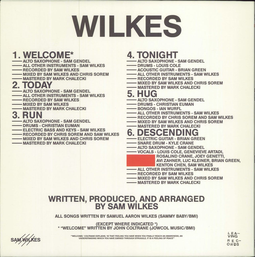 Sam Wilkes Wilkes US vinyl LP album (LP record)