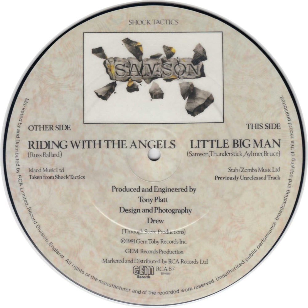 Samson Riding With The Angels UK 7" vinyl picture disc (7 inch picture disc single) SAM7PRI16969