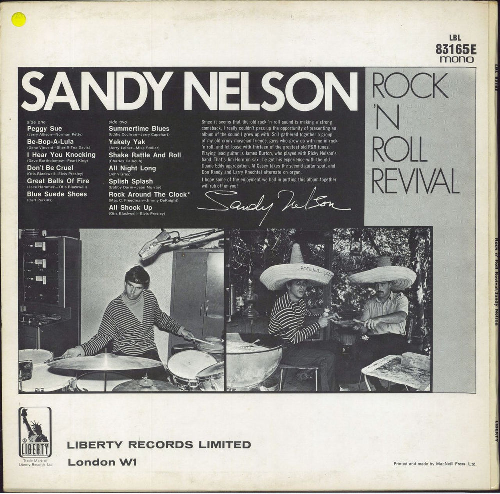 Sandy Nelson Rock 'n Roll Revival UK vinyl LP album (LP record)