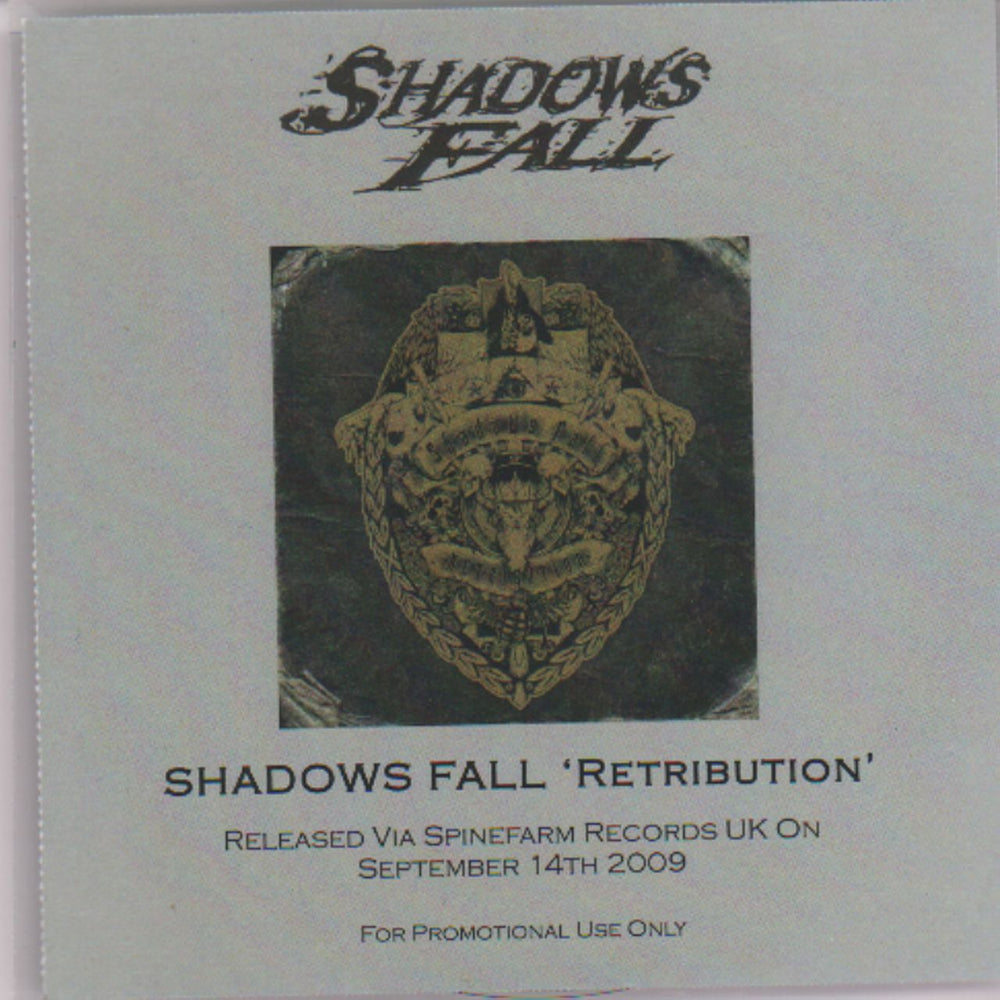 Shadows Fall Retribution UK Promo CD-R acetate CD-R