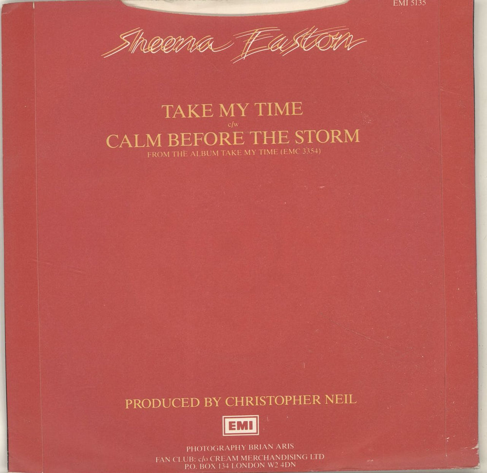 Sheena Easton Take My Time UK 7" vinyl single (7 inch record / 45) EAS07TA58163