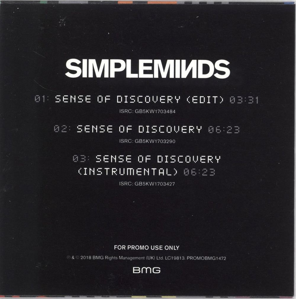 Simple Minds Sense Of Discovery UK Promo CD-R acetate