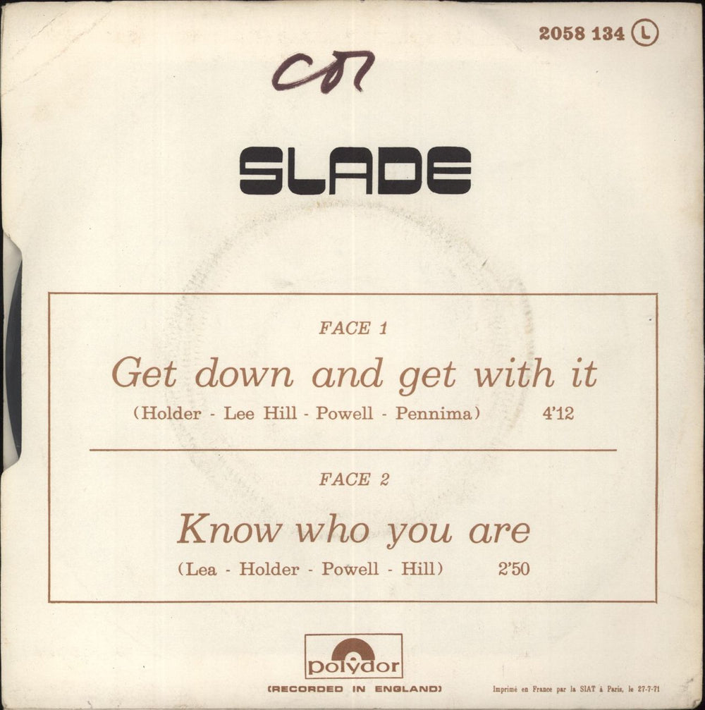 Slade Get Down And Get With It French 7" vinyl single (7 inch record / 45)