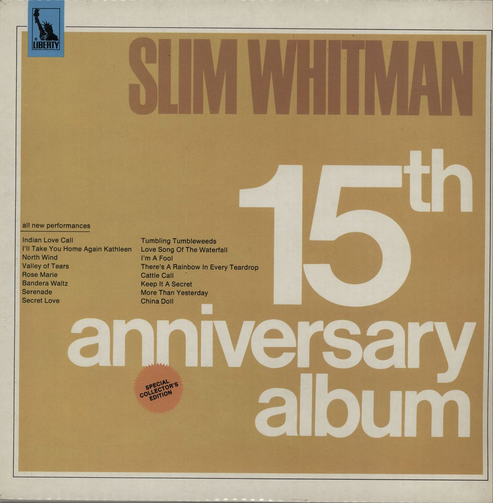 Slim Whitman 15th Anniversary Album UK vinyl LP album (LP record) LBS83039