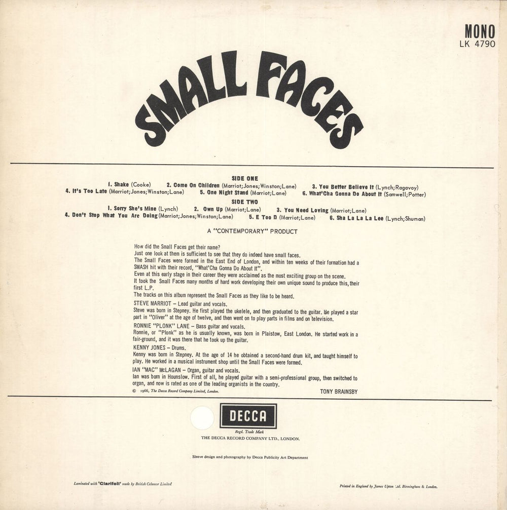 Small Faces Small Faces - 1st UK vinyl LP album (LP record)