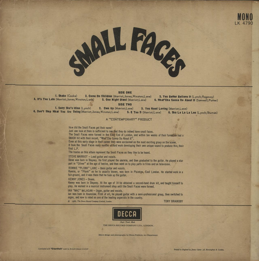 Small Faces Small Faces - 1st - WOC UK vinyl LP album (LP record) SMFLPSM575203