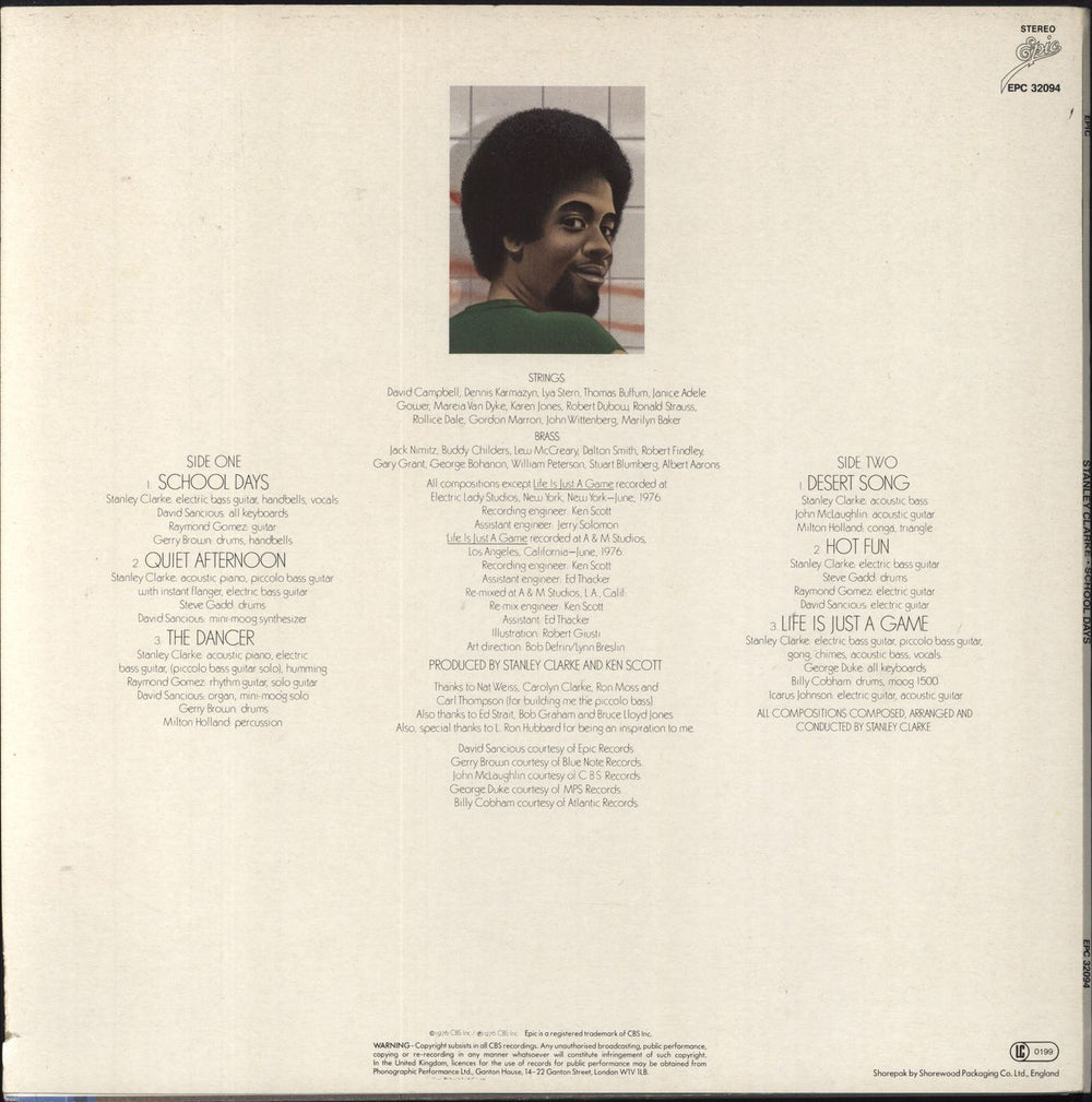 Stanley Clarke School Days - Company Insert UK vinyl LP album (LP record)