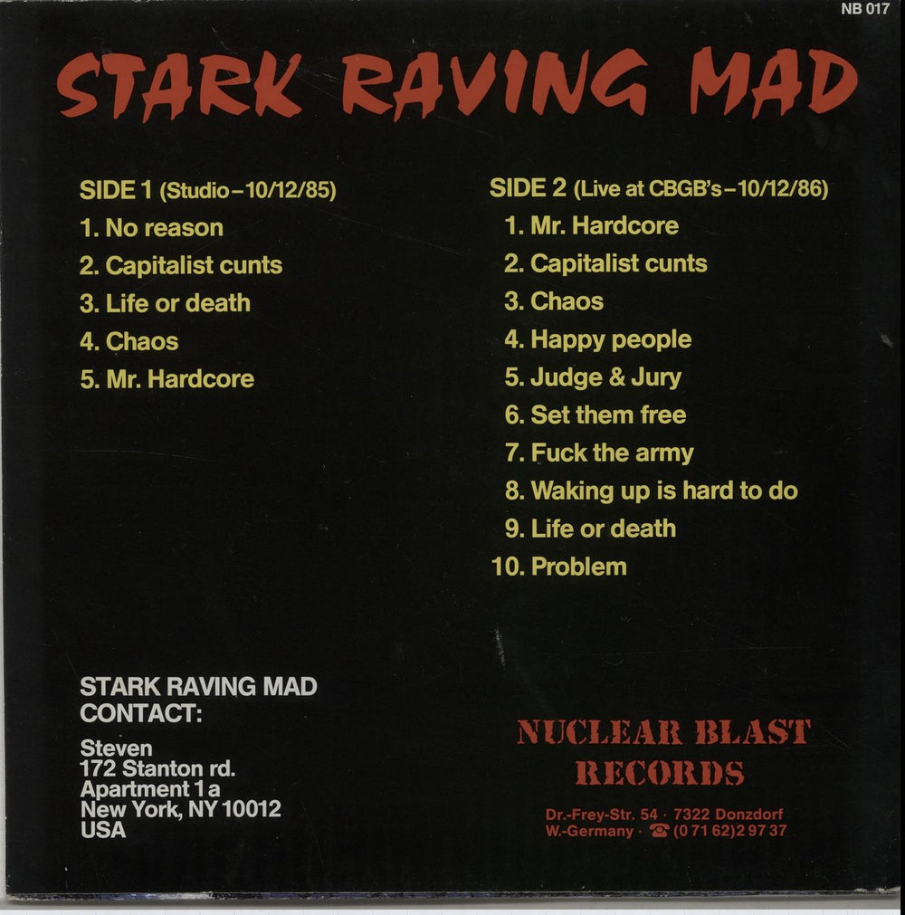 Stark Raving Mad Social Sickness - Yellow vinyl German 10" vinyl single (10 inch record) XSB10SO648788