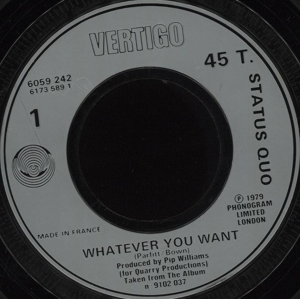 Status Quo Whatever You Want UK 7" vinyl single (7 inch record / 45) 6059242