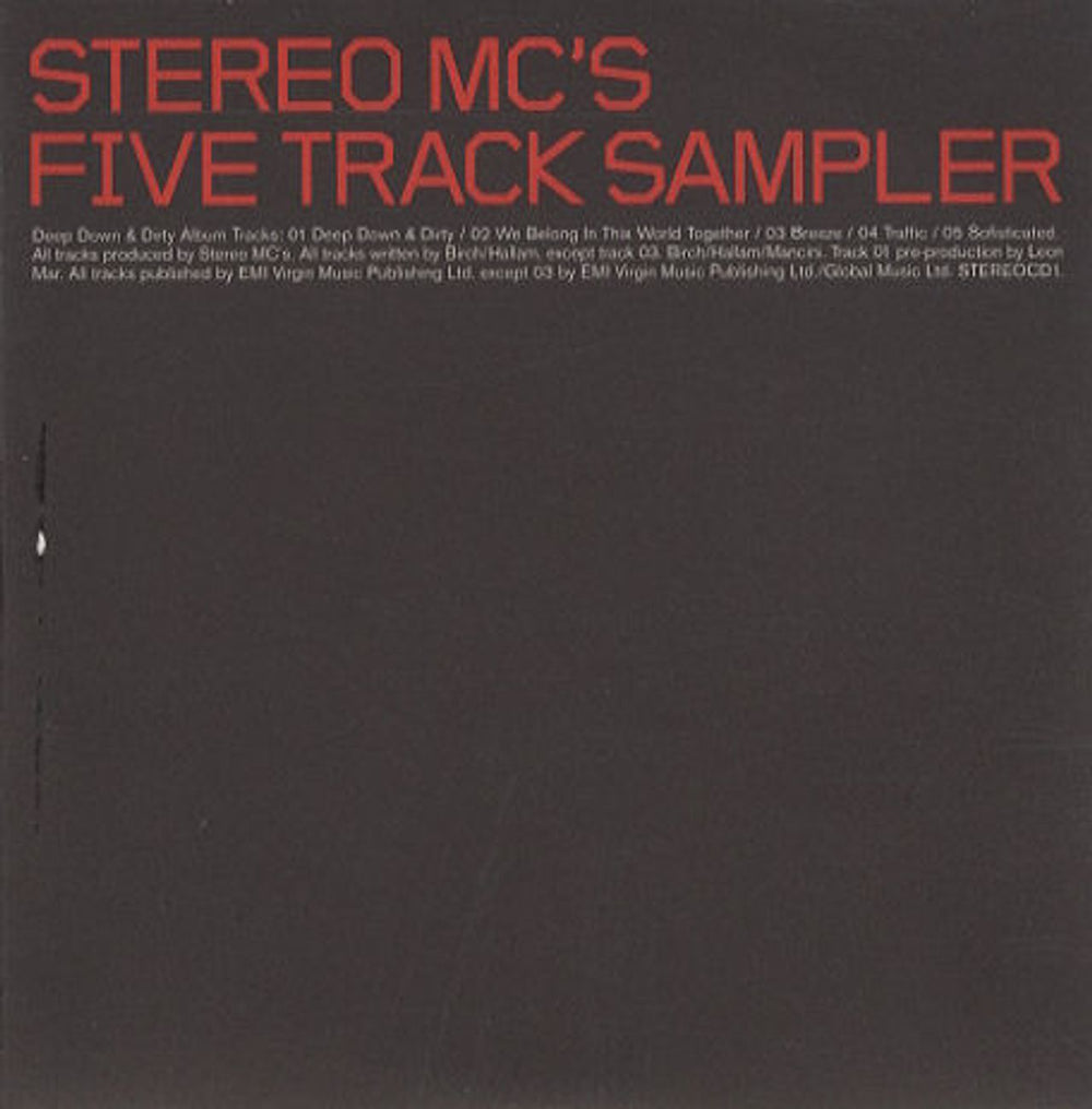 Stereo MCs Five Track Sampler UK Promo CD single (CD5 / 5") STEREOCD1