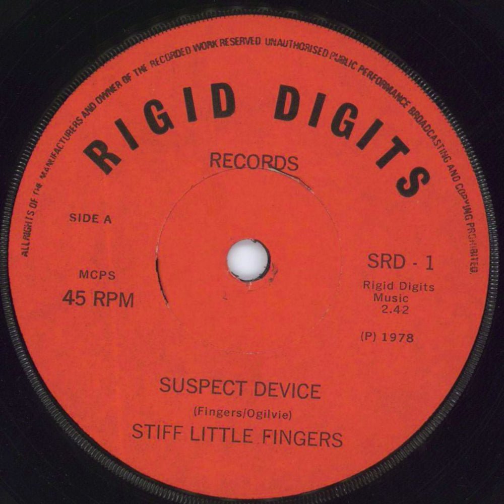 Stiff Little Fingers Suspect Device - 1st - P/S UK 7" vinyl single (7 inch record / 45) SFI07SU703234