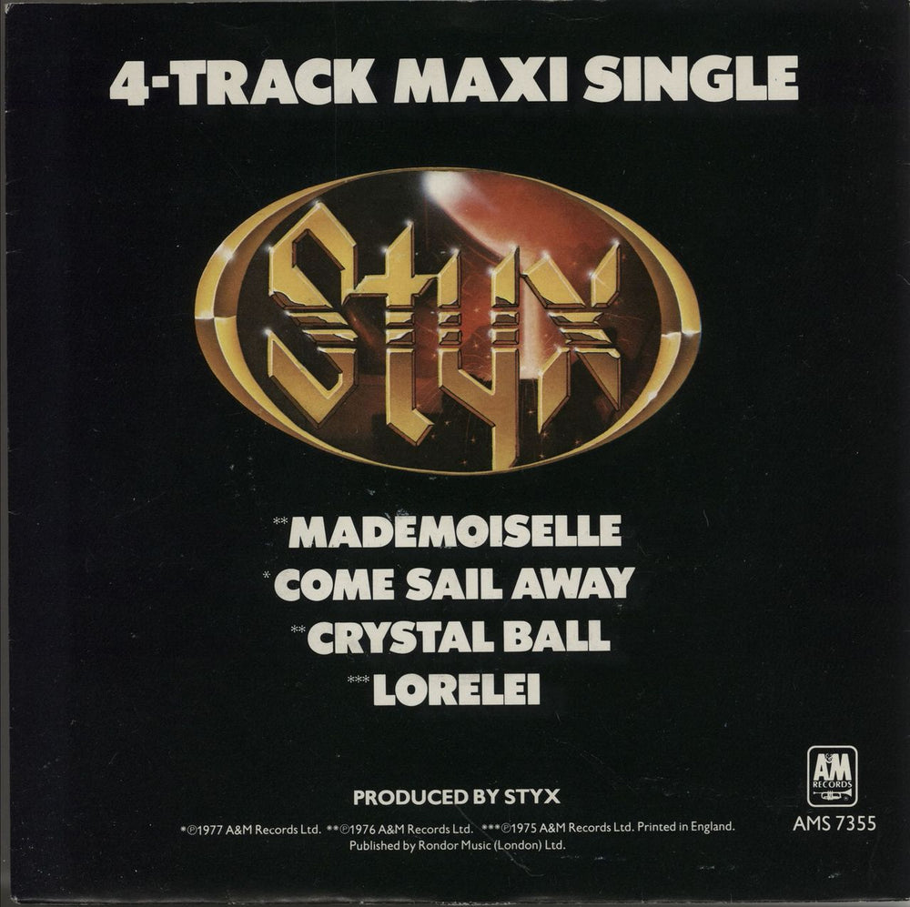 Styx 4-Track Maxi Single UK 7" vinyl single (7 inch record / 45) AMS7355