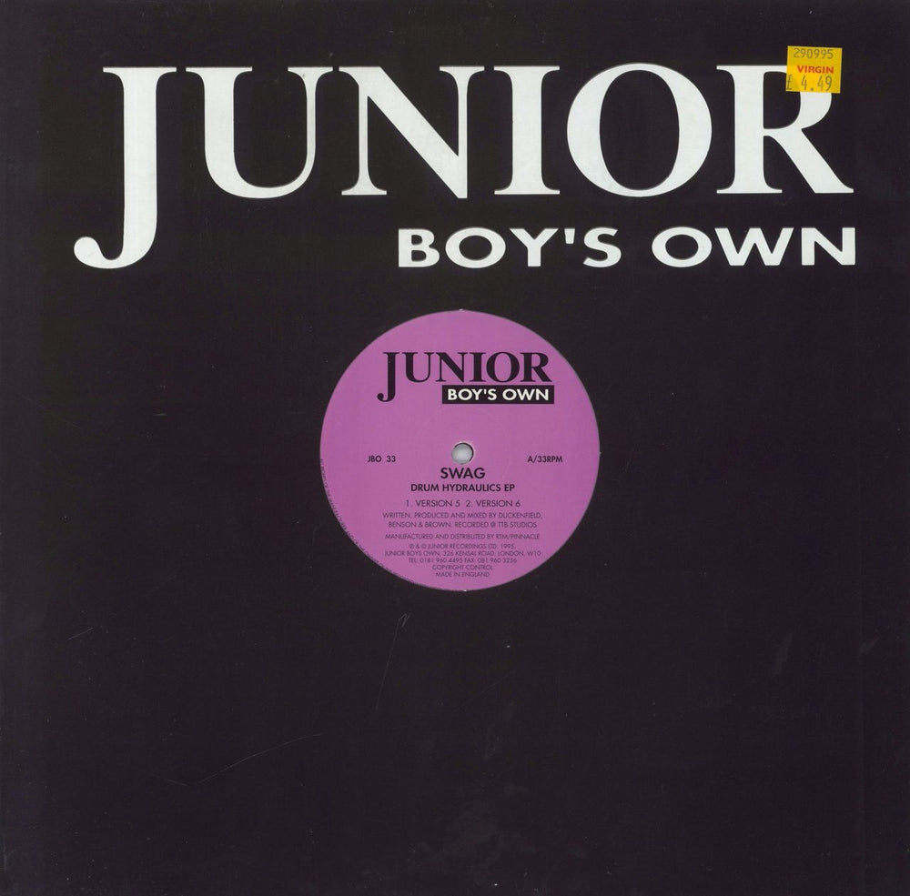 Swag Drum Hydraulics EP UK 12" vinyl single (12 inch record / Maxi-single) JBO33