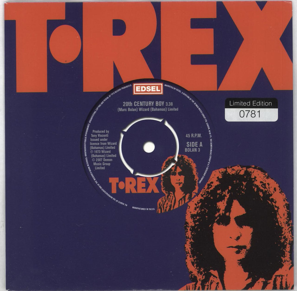 T-Rex / Tyrannosaurus Rex 20th Century Boy - White Vinyl + Numbered UK 7" vinyl single (7 inch record / 45) BOLAN3