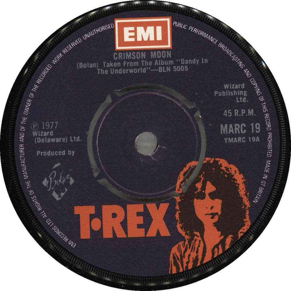 T-Rex / Tyrannosaurus Rex Crimson Moon + Sleeve UK 7" vinyl single (7 inch record / 45) REX07CR93246