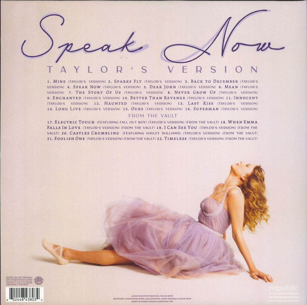 Taylor Swift Speak Now (Taylor's Version) - Orchid Marbled Vinyl UK 3-LP vinyl record set (Triple LP Album) 602448438034