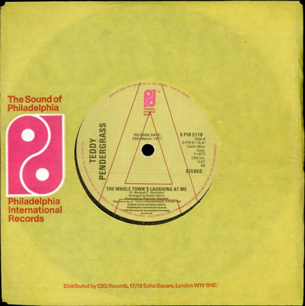 Teddy Pendergrass The Whole Town's Laughing At Me - A-Label UK Promo 7" vinyl single (7 inch record / 45) SPIR5116