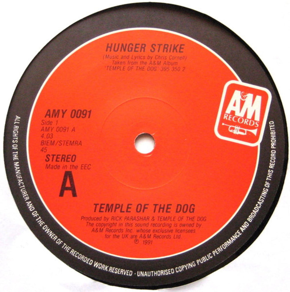 Temple of the Dog Hunger Strike + Poster UK 12" vinyl single (12 inch record / Maxi-single) TPL12HU97805