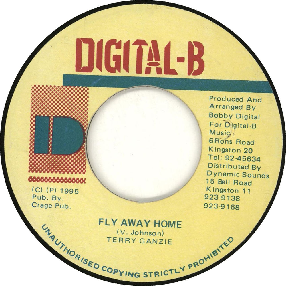 Terry Ganzie Fly Away Home Jamaican 7" vinyl single (7 inch record / 45)