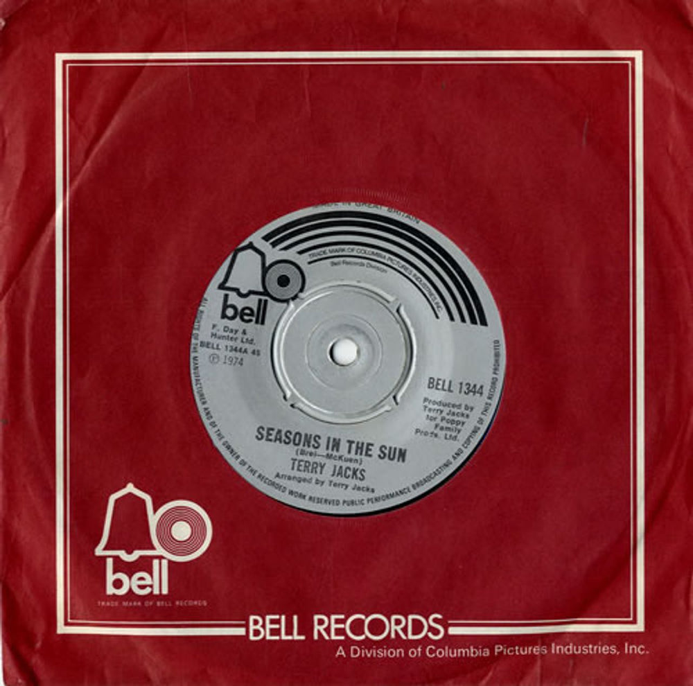 Terry Jacks Seasons In The Sun UK 7" vinyl single (7 inch record / 45) BELL1344