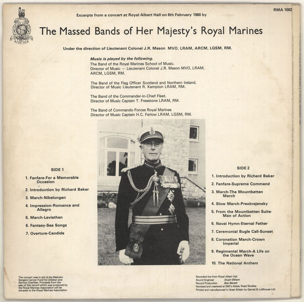 The Band Of H.M. Royal Marines A Tribute To the Late Admiral Of The Fleet The Earl Mountbatten Of Burma UK vinyl LP album (LP record)