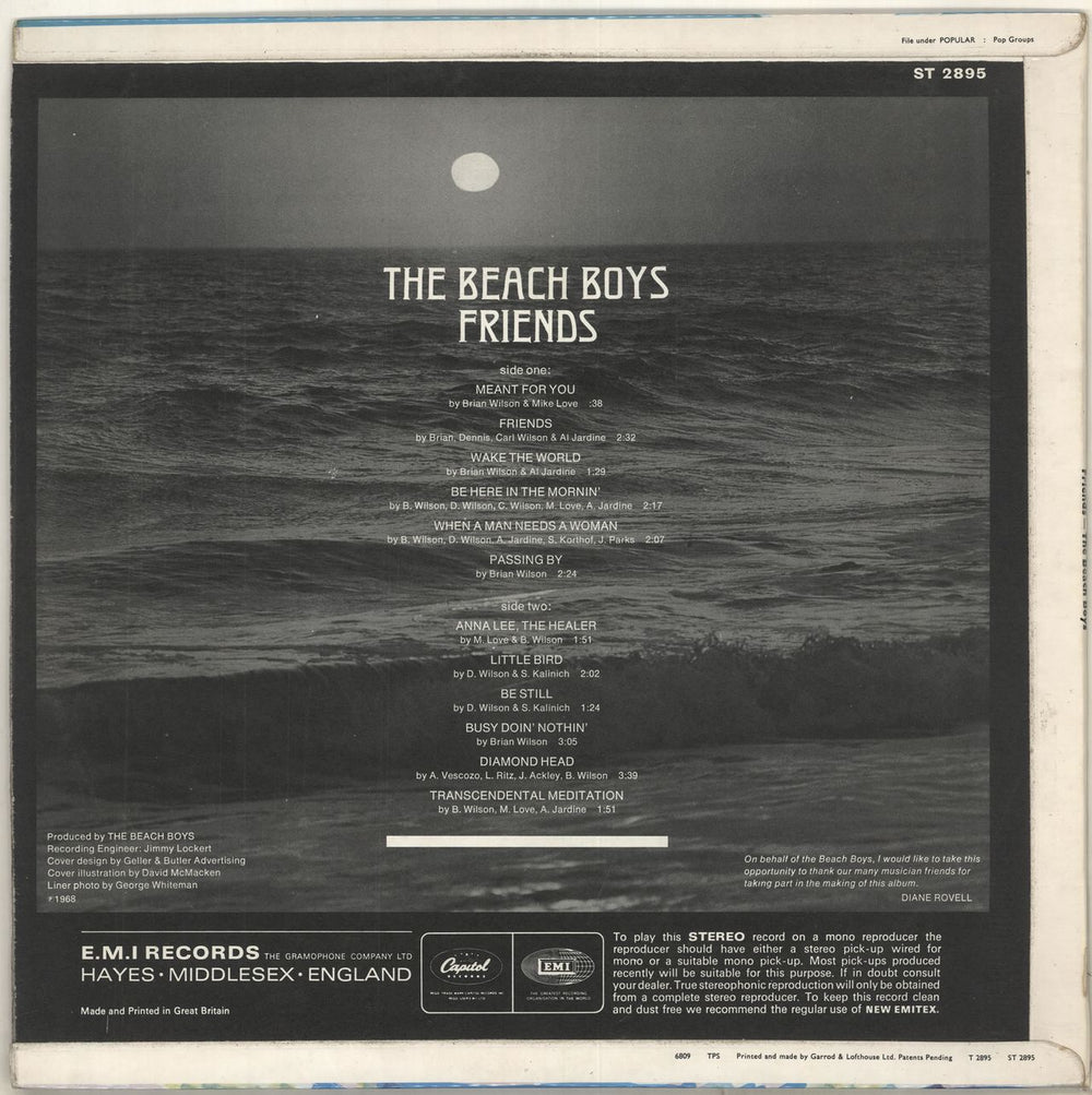 The Beach Boys Friends - 1st UK vinyl LP album (LP record) BBOLPFR75307