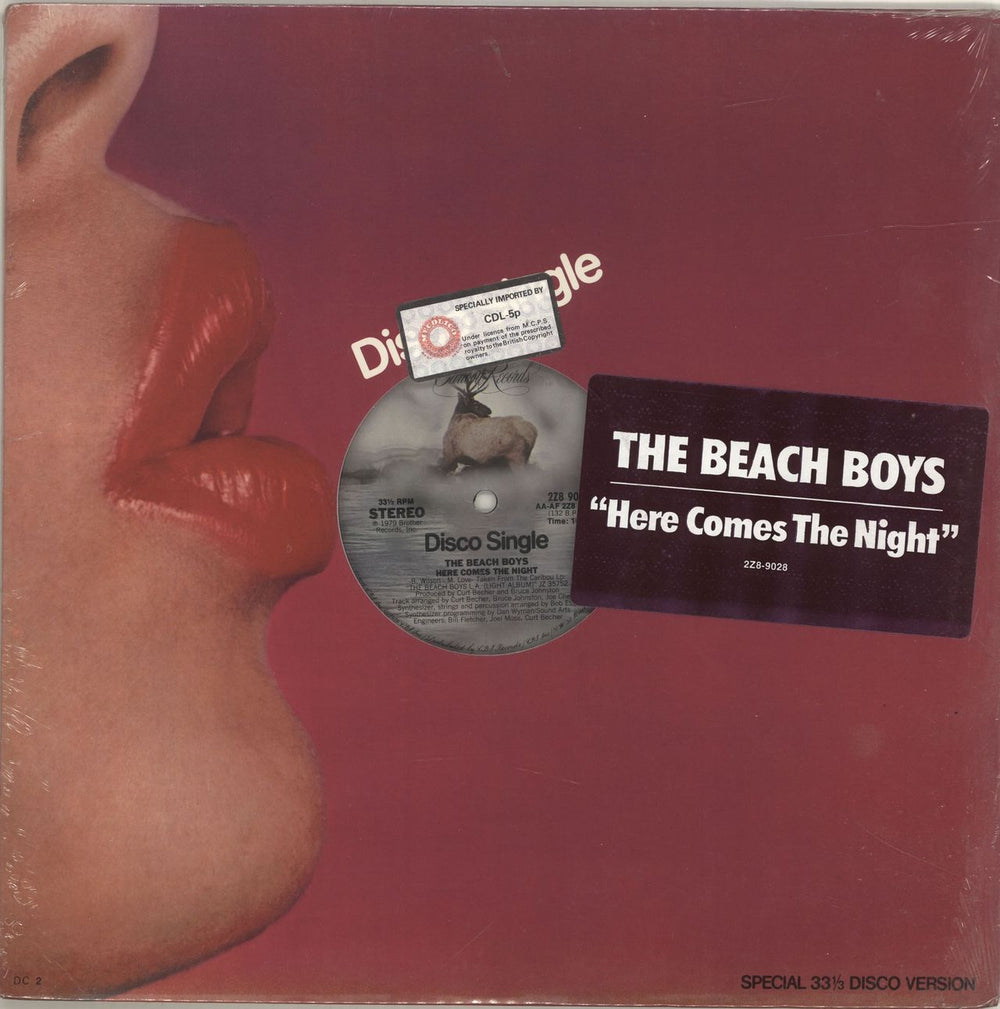 The Beach Boys Here Comes The Night - stickered shrink US 12" vinyl single (12 inch record / Maxi-single) 2Z8-9028