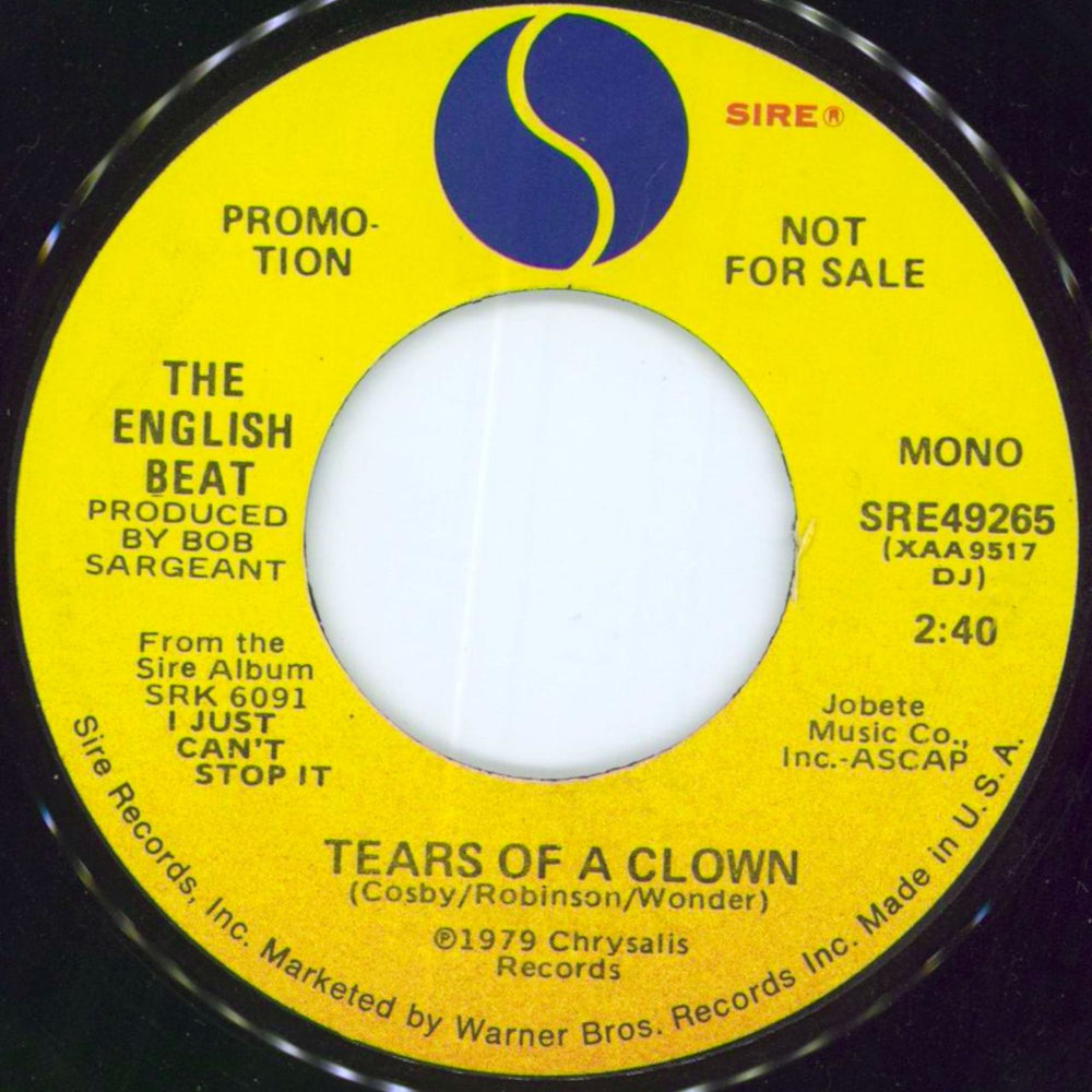 The Beat Tears Of A Clown US Promo 7" vinyl single (7 inch record / 45) TBT07TE800755