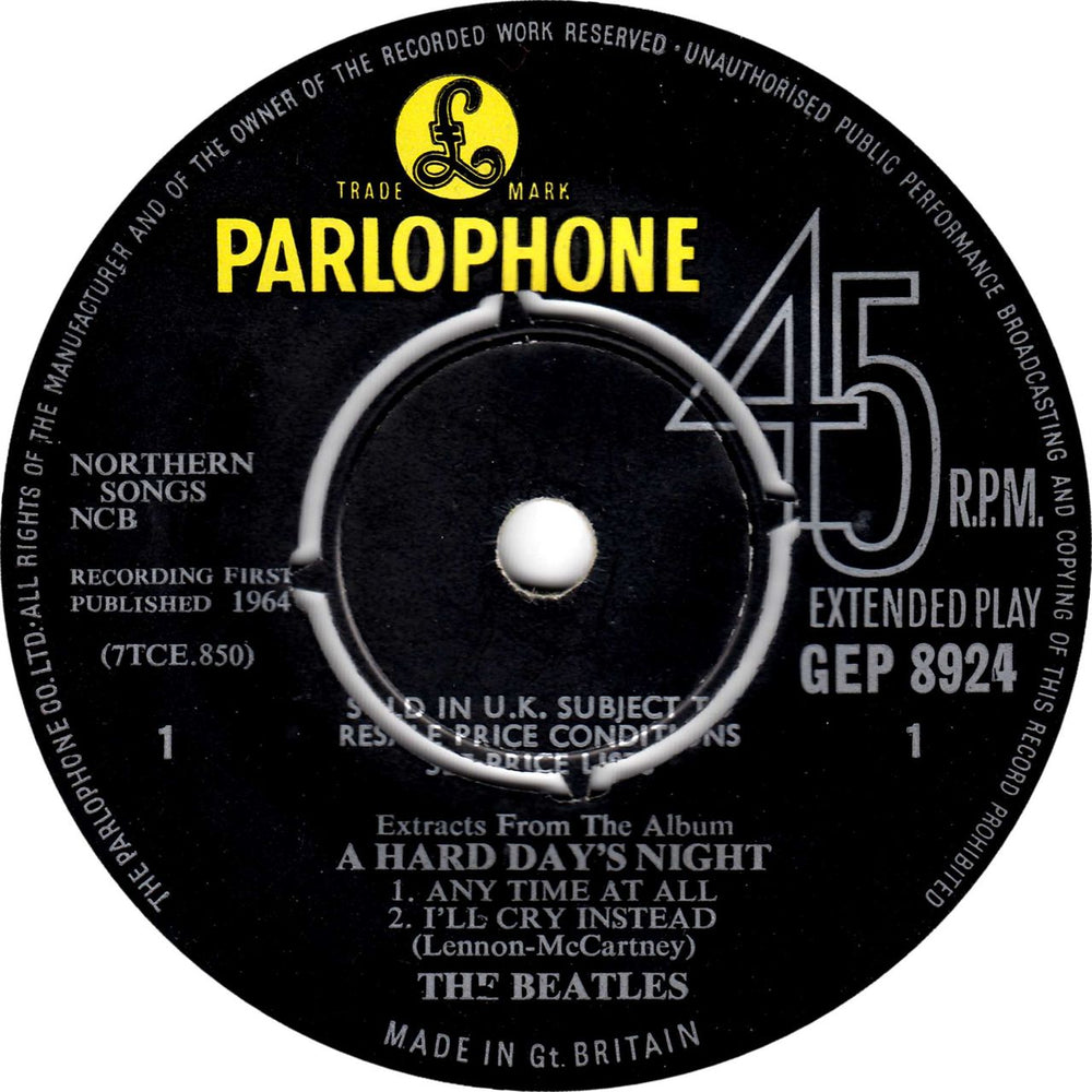 The Beatles A Hard Day's Night No. 2 EP - 1st - VG UK 7" vinyl single (7 inch record / 45)