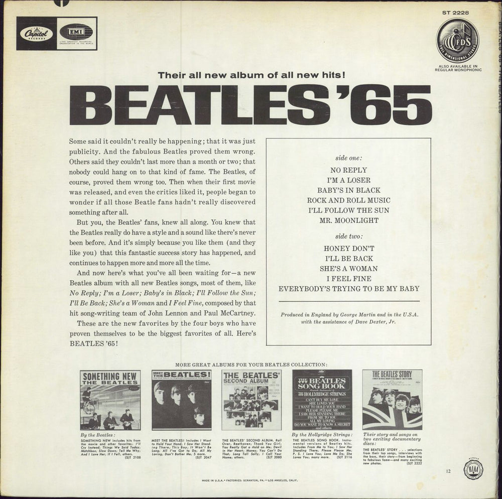 The Beatles Beatles '65 - Apple + RIAA US vinyl LP album (LP record)