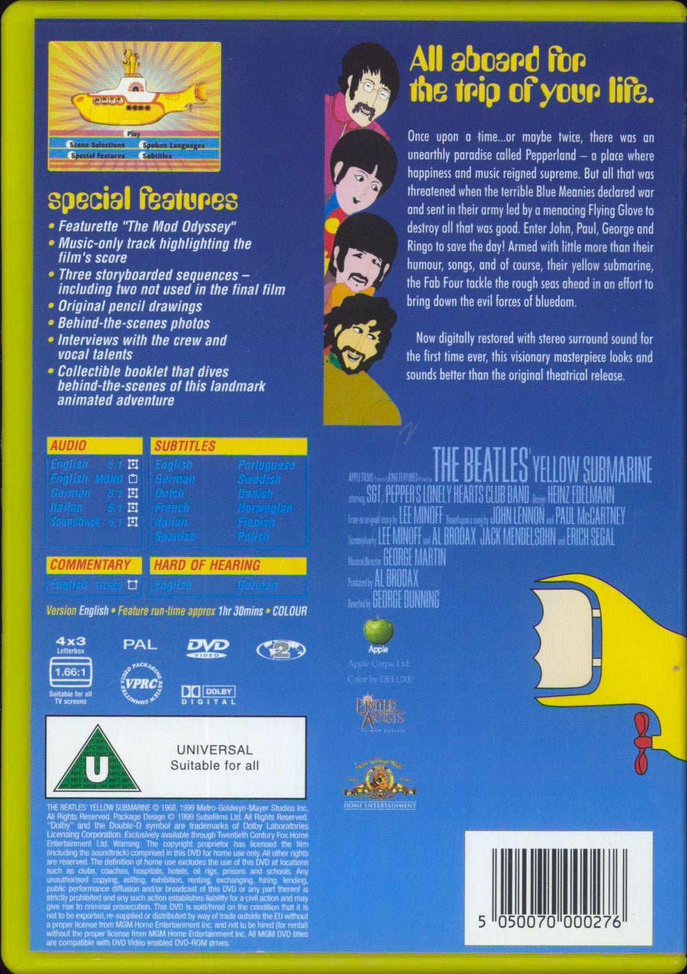 The Beatles Yellow Submarine UK DVD 5050070000276
