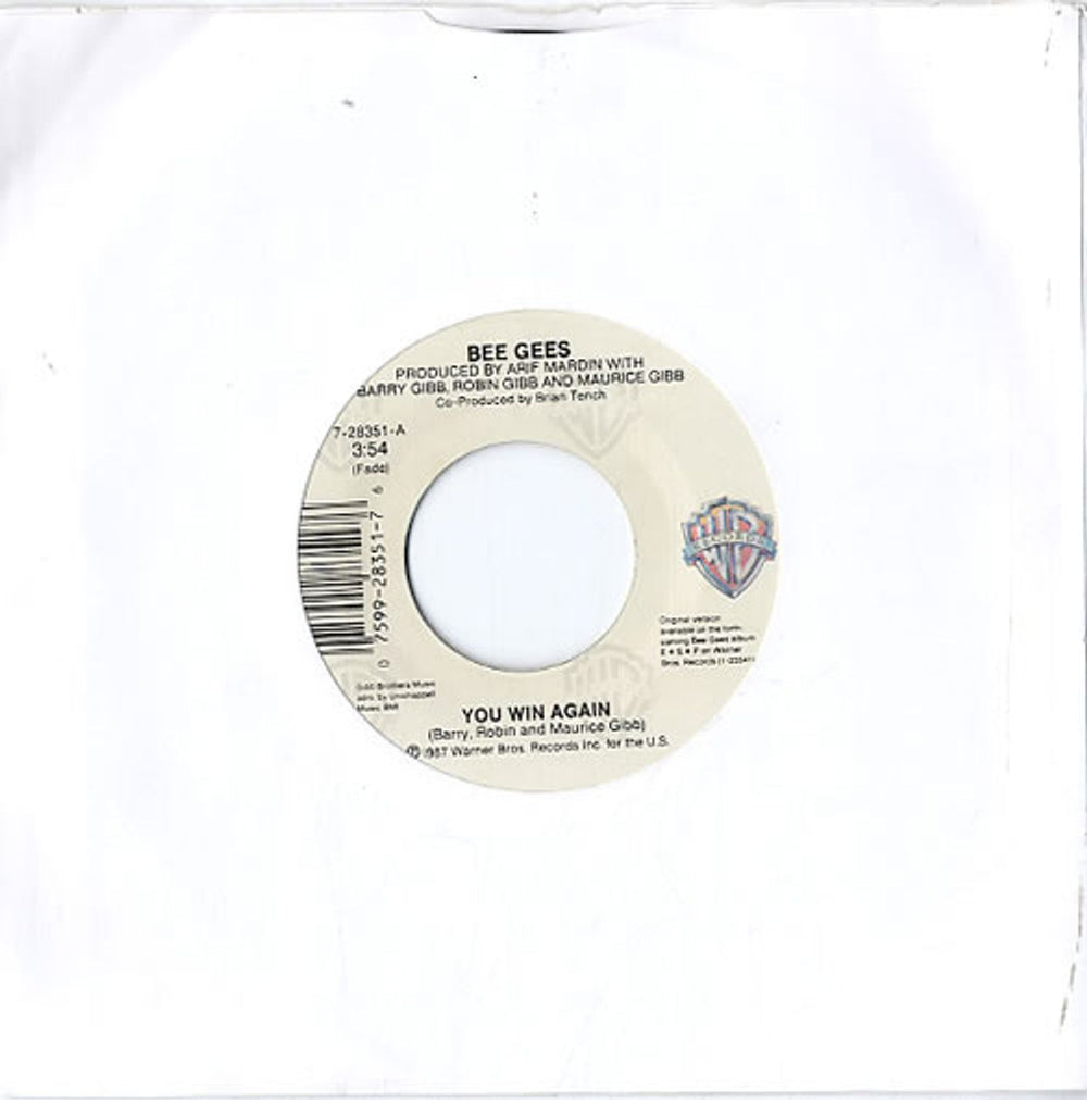 The Bee Gees You Win Again UK 7" vinyl single (7 inch record / 45) 7-28351