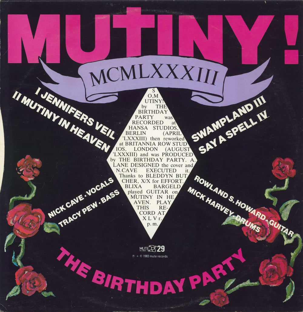 The Birthday Party Mutiny + insert - EX UK 12" vinyl single (12 inch record / Maxi-single)