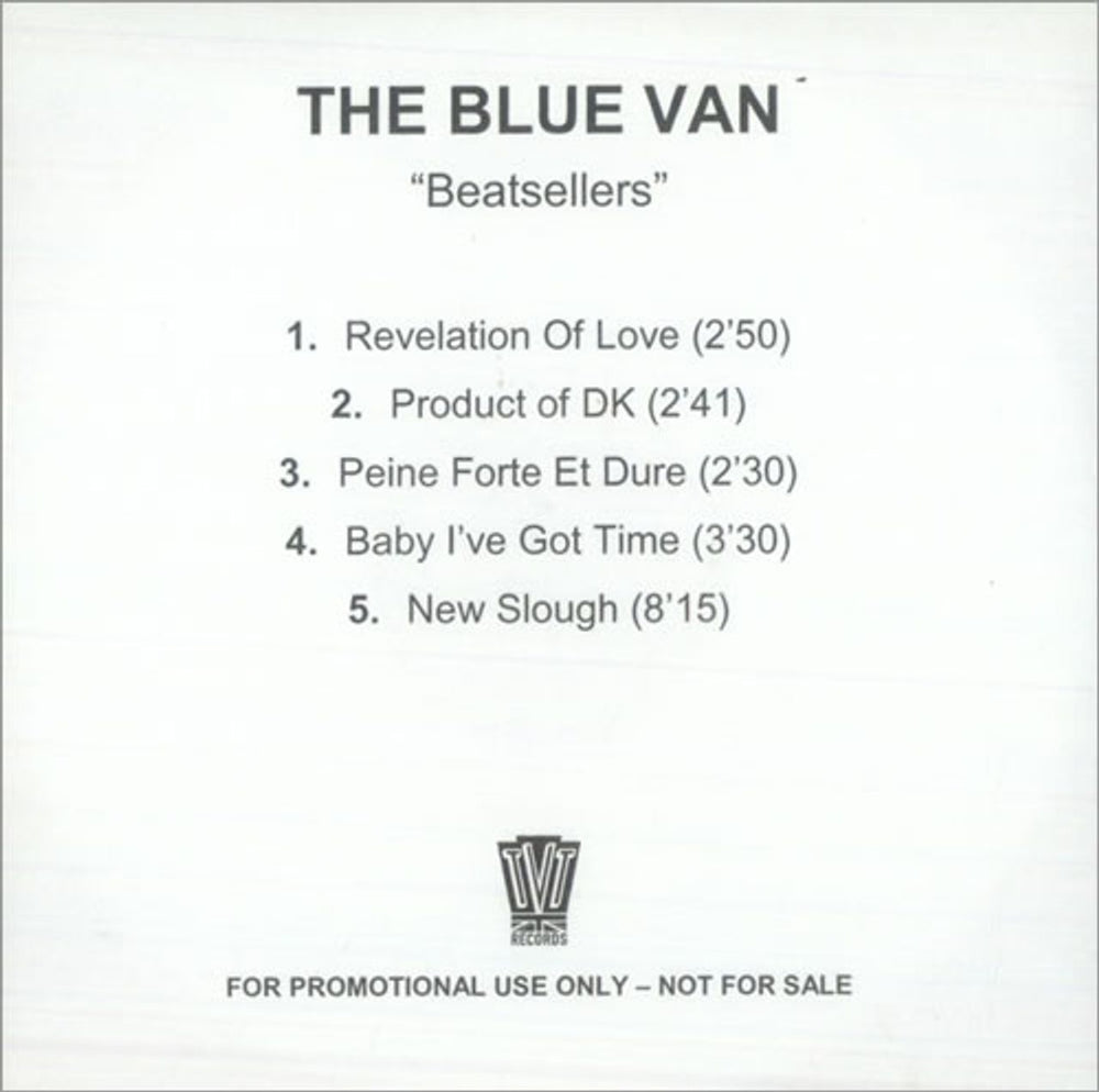 The Blue Van Beatsellers UK Promo CD-R acetate CD-R ACTETATE