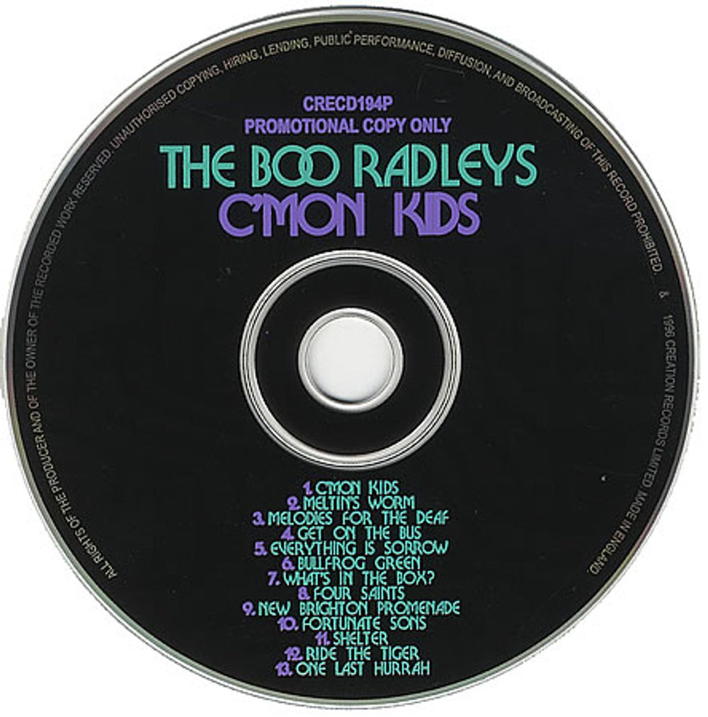 The Boo Radleys C'mon Kids UK Promo CD album (CDLP) BORCDCM79043