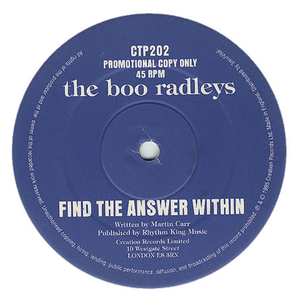 The Boo Radleys Find The Answer Within UK Promo 12" vinyl single (12 inch record / Maxi-single) CTP202