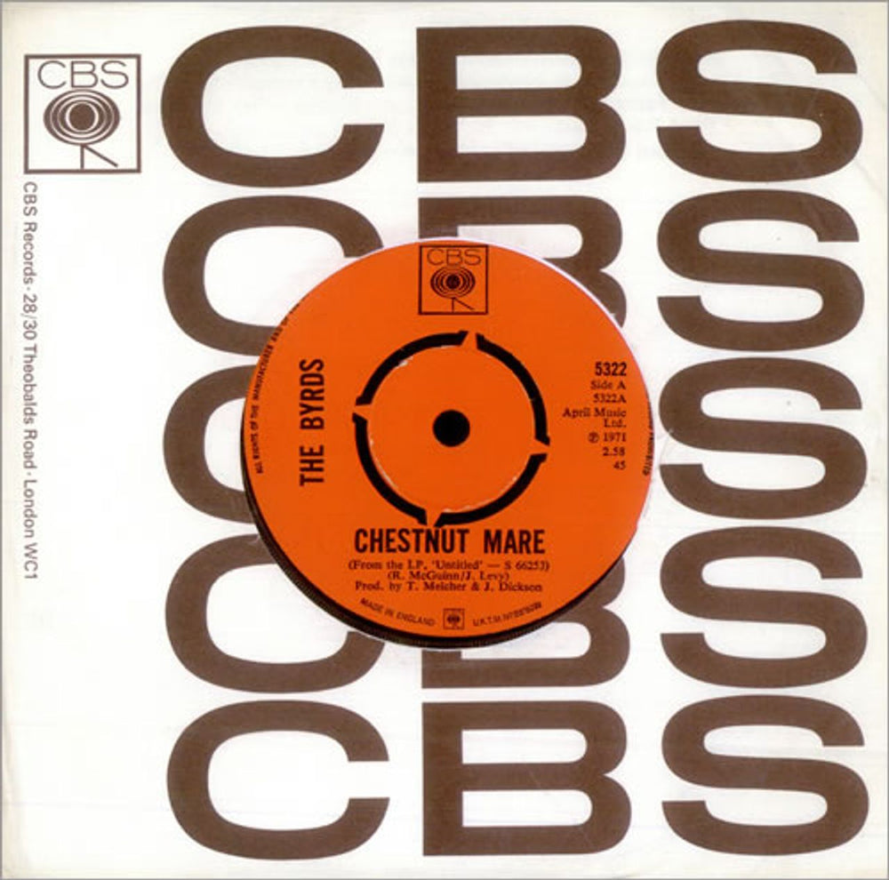 The Byrds Chestnut Mare - 4pr UK 7" vinyl single (7 inch record / 45) 5322