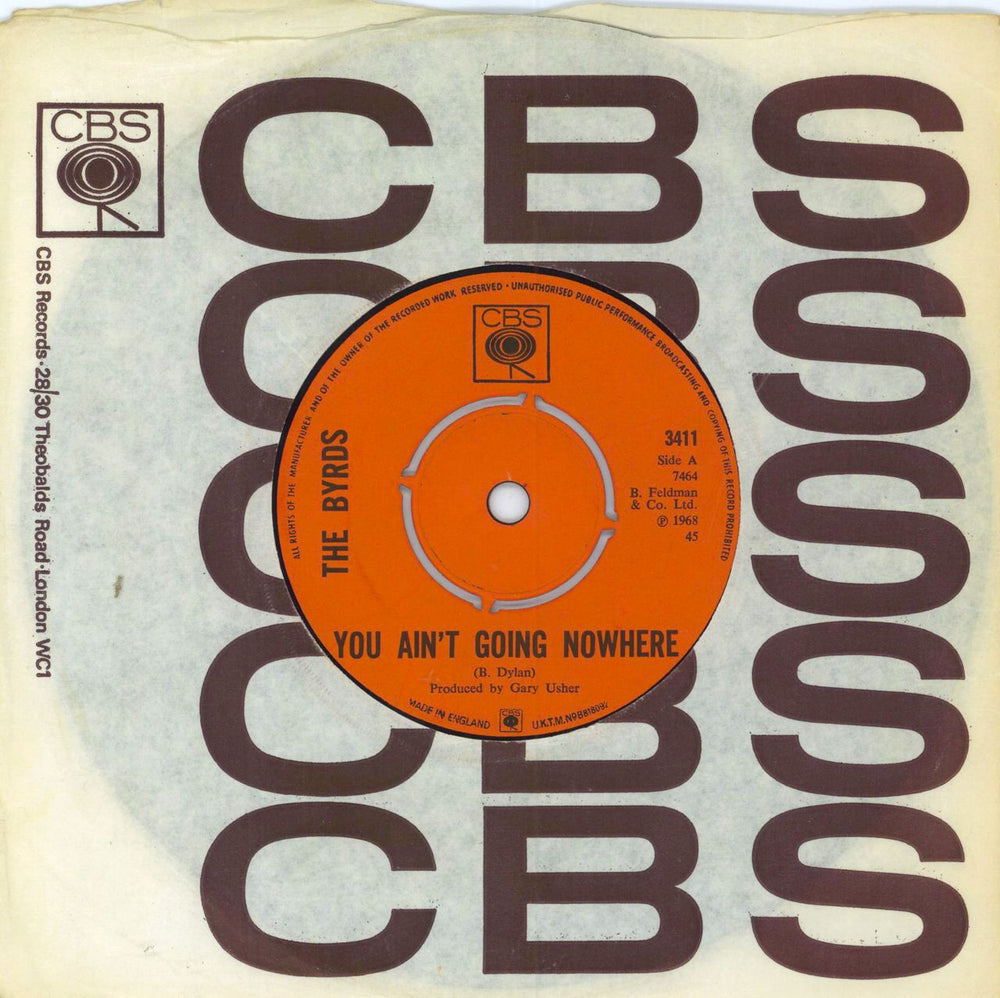 The Byrds You Ain't Going Nowhere - 4pr UK 7" vinyl single (7 inch record / 45) 3411