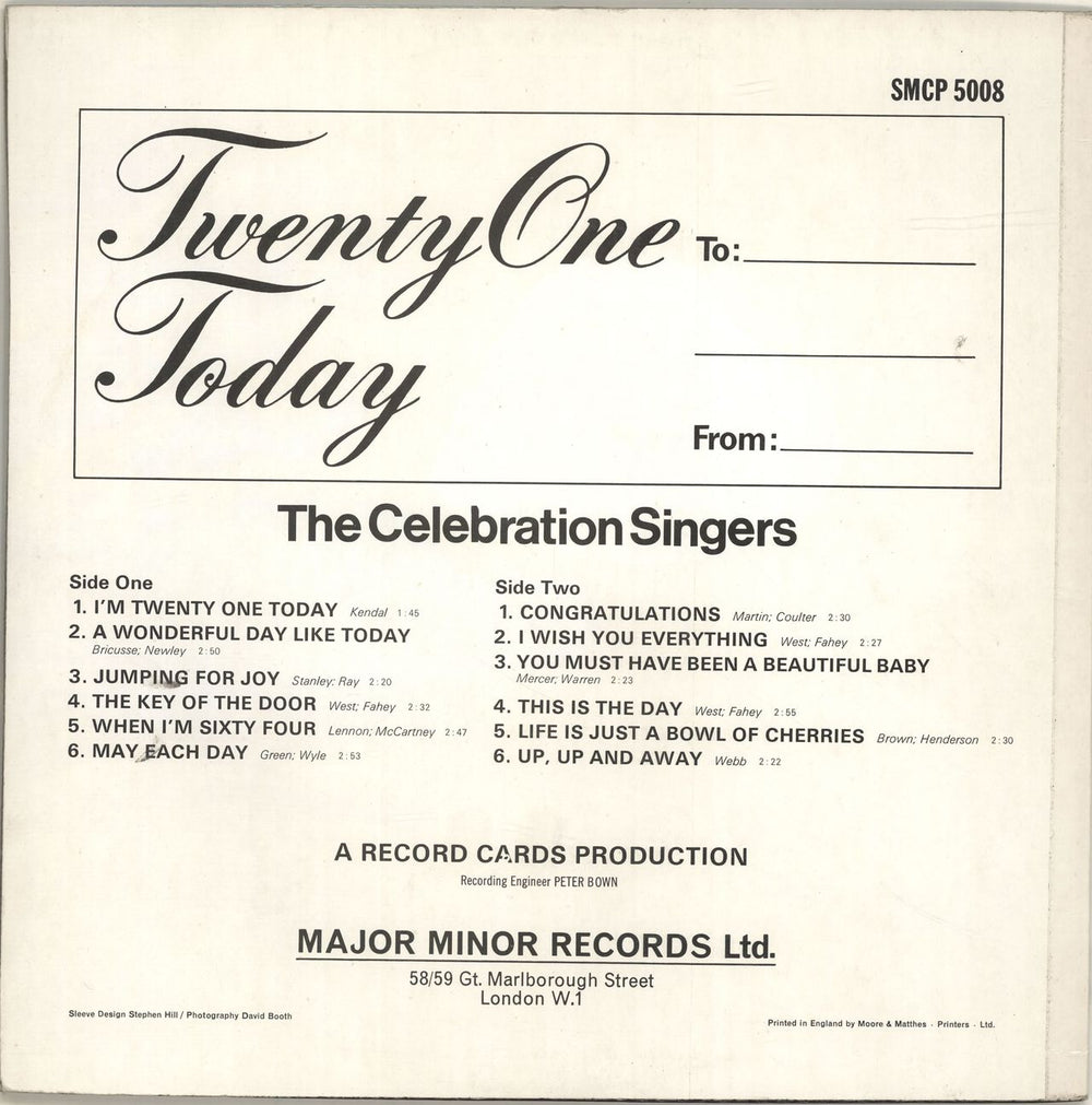 The Celebration Singers Twenty One Today UK vinyl LP album (LP record)