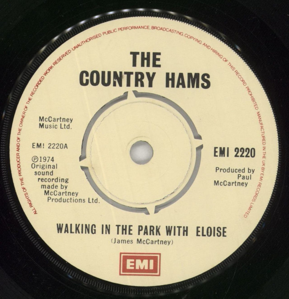 The Country Hams Walking In The Park With Eloise - 2nd UK 7" vinyl single (7 inch record / 45) C-H07WA92904