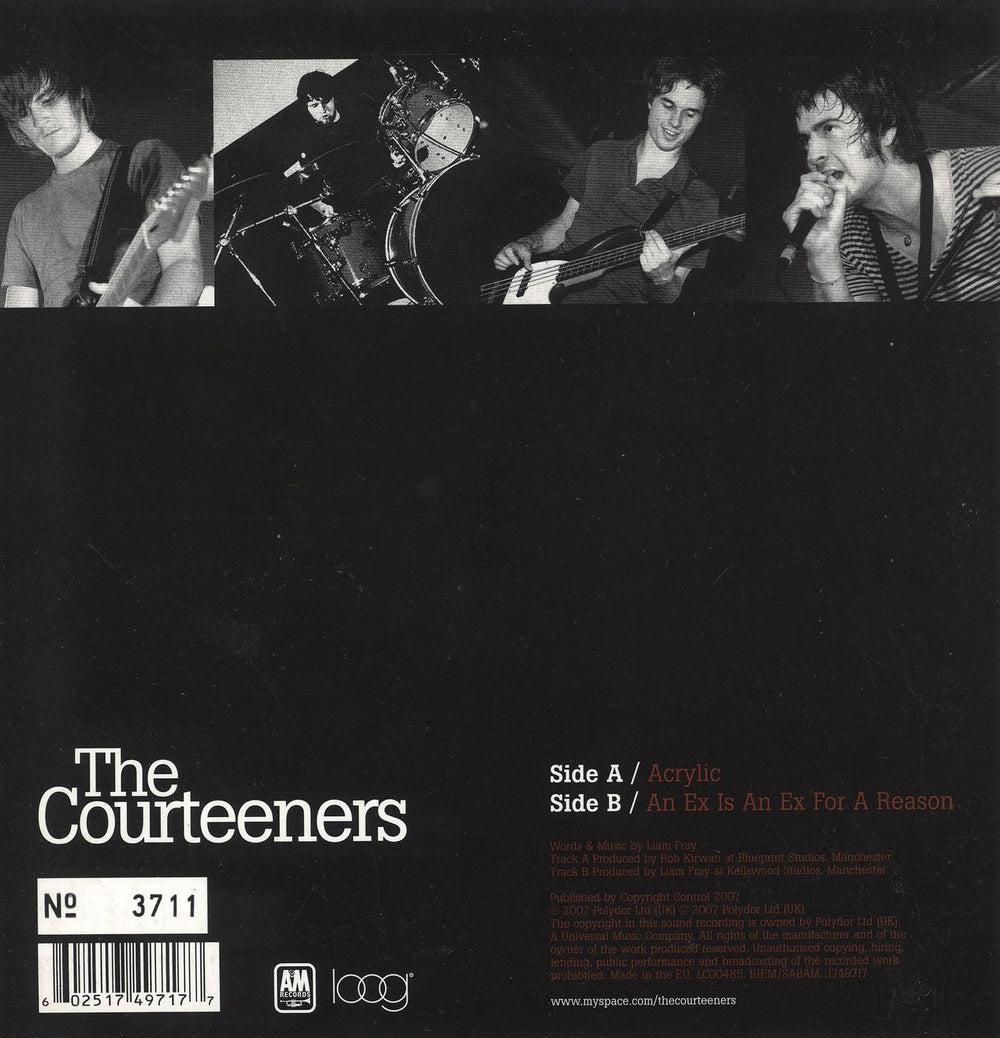 The Courteeners Acrylic UK 7" vinyl single (7 inch record / 45) 602517497177