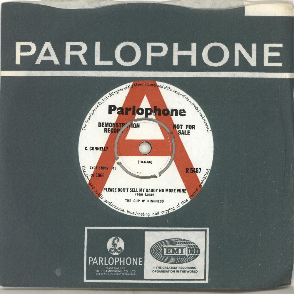 The Cup O' Kindness Please Don't Sell My Daddy No More Wine - A Label UK Promo 7" vinyl single (7 inch record / 45) R5467