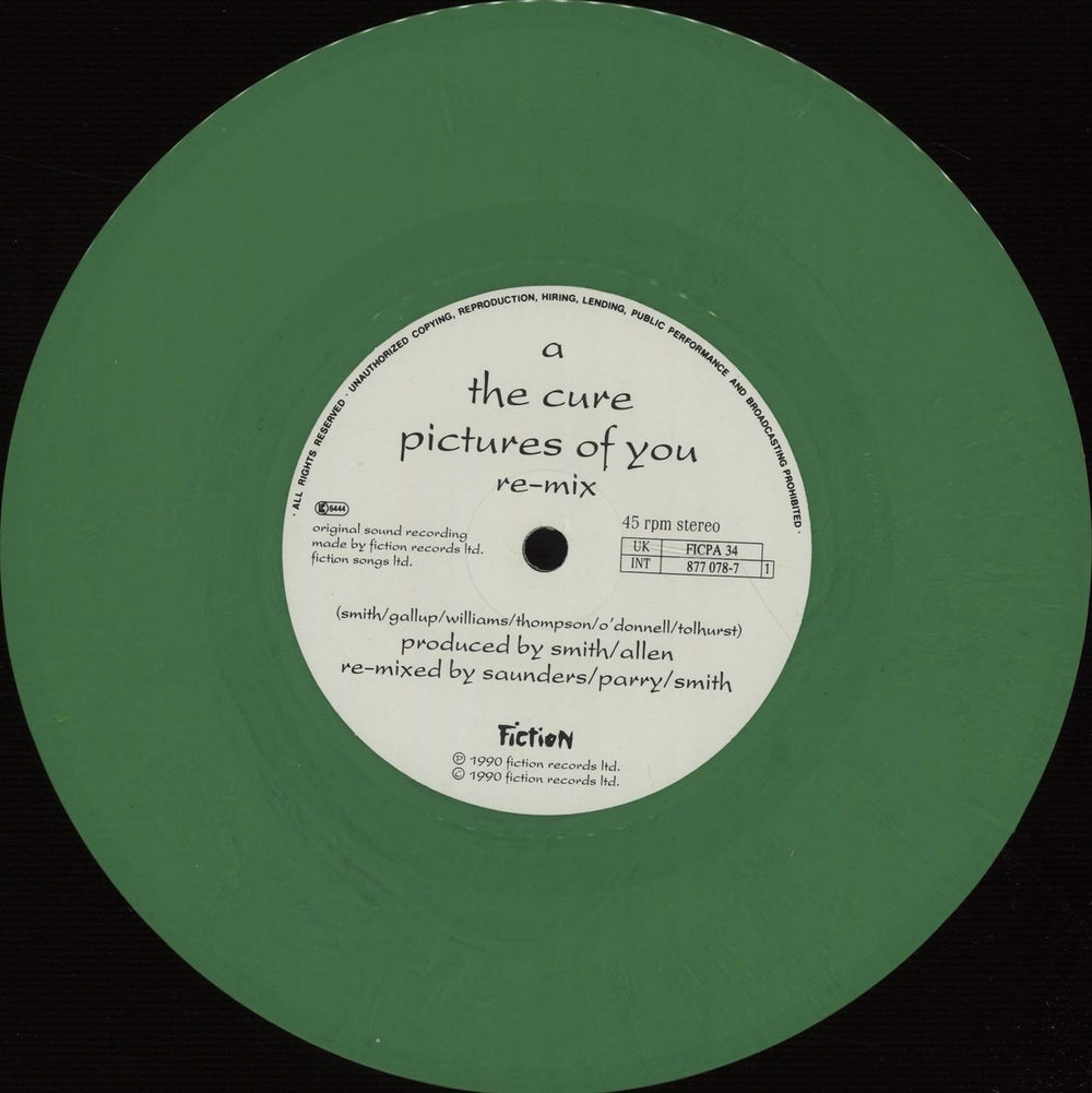 The Cure Pictures Of You - Green vinyl UK 7" vinyl single (7 inch record / 45) CUR07PI02246