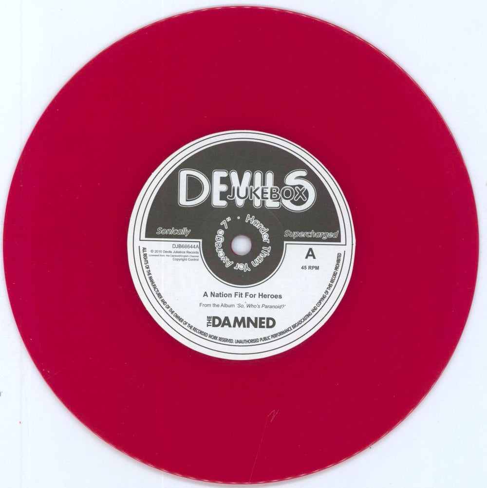 The Damned A Nation Fit For Heroes - Complete set of Blue, Red & White Vinyl UK 7" vinyl single (7 inch record / 45)