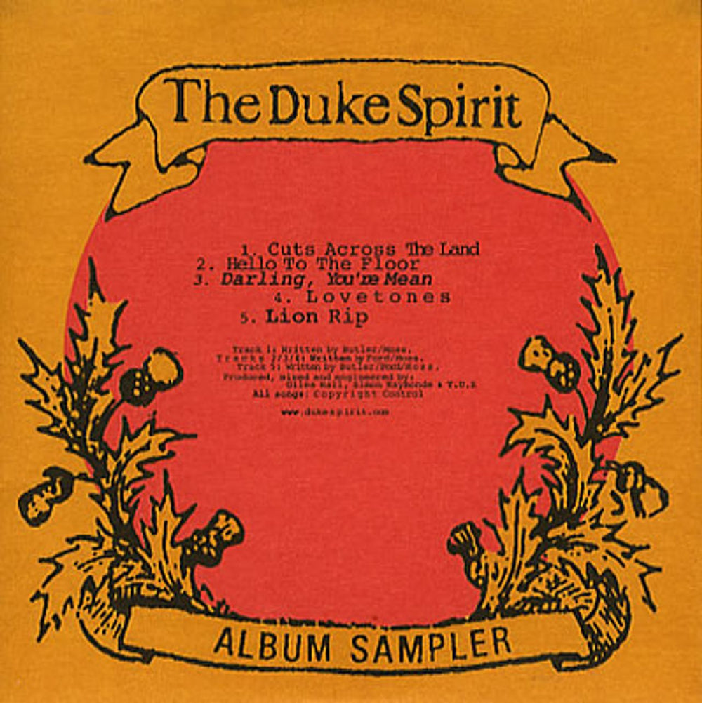 The Duke Spirit Cuts Across The Land - Album Sampler UK Promo CD single (CD5 / 5") UKIC5CU350126