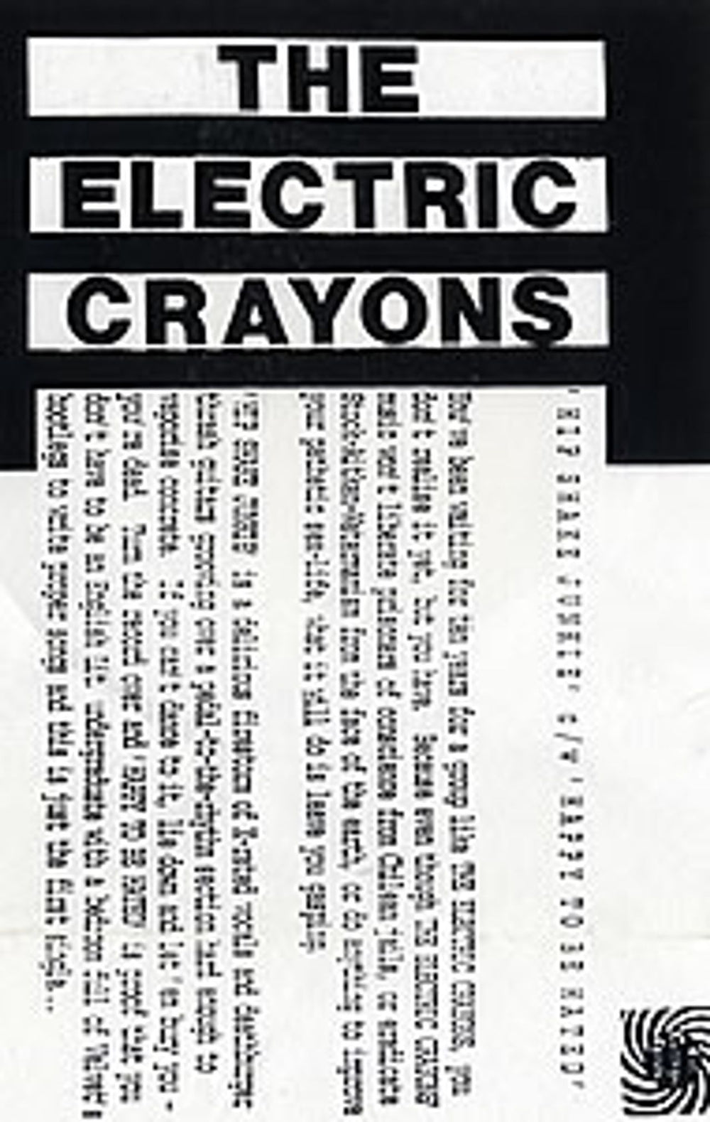 The Electric Crayons Hip Shake Junkie + Insert UK 7" vinyl single (7 inch record / 45) ECR07HI13500